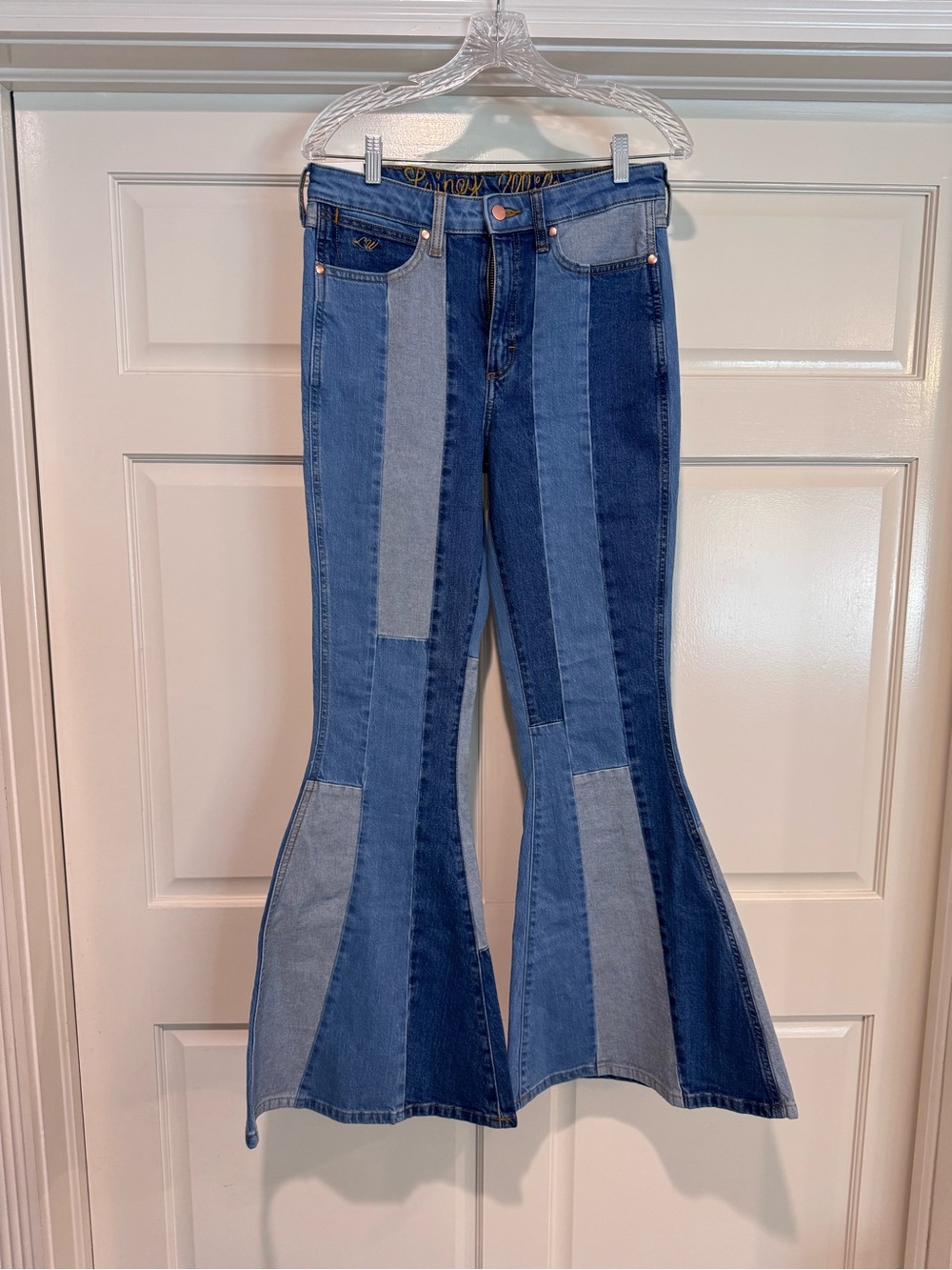 Wrangler with Lainey Wilson Patchwork Multi-Blue Bellbottom Jeans